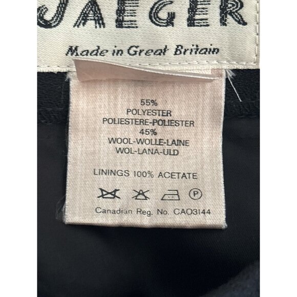 Jaeger Women’s Black Pleated Hem Midi Skirt Size 12 Made in Great Britain Wool B - Picture 4 of 6